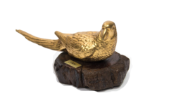 Estatua Papagaio Dourado Decorativo