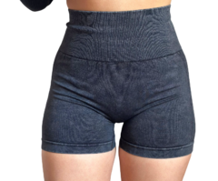 Calza Short Seamless Con Frunce Push Up Liso Gris Oscuro en internet