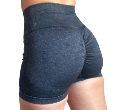 Calza Short Seamless Con Frunce Push Up Liso Gris Oscuro - tienda online