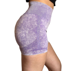 Calza Short Seamless Con Frunce Push Up Liso Lila en internet