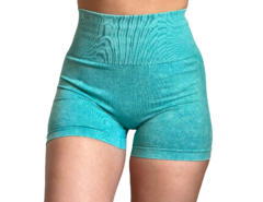 Calza Short Seamless Con Frunce Push Up Liso Verde agua en internet