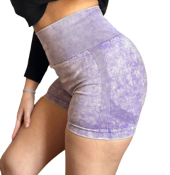 Calza Short Seamless Con Frunce Push Up Liso Lila - comprar online