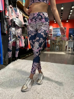 Calza Deportiva Flores Violetas Beybi Lycra - lasmarquezas