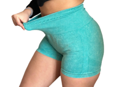 Calza Short Seamless Con Frunce Push Up Liso Verde agua - tienda online