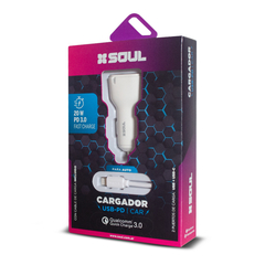 CARGADOR DE AUTO SOUL USB+PD FAST CHARGE 3.0 IPHONE - comprar online