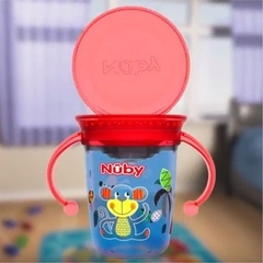 Copo decorado com alça 360º 240ml Azul Nuby - comprar online