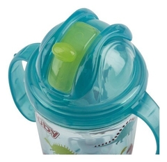 Copo Tritan com alça e canudo de silicone retrátil Azul 240ml Nuby - comprar online