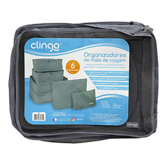 Organizador de Mala de Viagem Cinza 6 Peças Clingo - comprar online