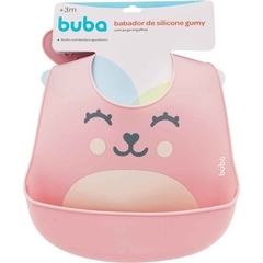 Babador de silicone c/pega migalhas Gumy Rosa Buba - comprar online