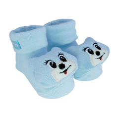 Pantufa Antiderrapante com Chocalho Gato Azul Clingo