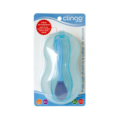 Prato com Divisória e Colher de Silicone Azul Clingo na internet