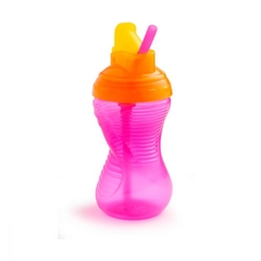 Copo com Canudo Mighty Grip Rosa e Laranja 296ml Munchkin