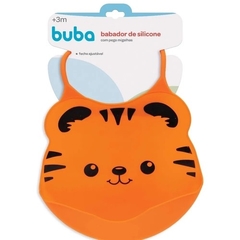 Babador de silicone com pega migalhas laranja Buba - comprar online