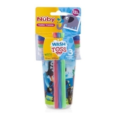 Kit 03 Copos Decorados com Canudo azul 300ml Nuby - comprar online