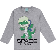 Pijama Infantil Longo com 02 Peças Cinza Space Explorer Brilha no Escuro - Kyly - Baby Bel Kids