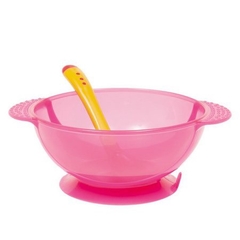 Kit Prato Bowl com Tampa e Colher Rosa Buba na internet