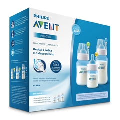 Kit 3 Mamadeiras Anti-Colic 125 260 330 ml Azul Avent - comprar online