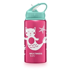 Garrafinha de Alumínio com Canudo Retrátil Refresh 500ml Multikids - Rosa