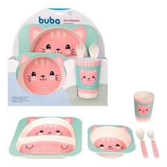 Kit Refeição Fibra de Bambu 5 peças Gatinha Buba na internet