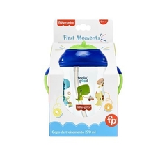 Copo treinamento com canudo Fisher Price First Moments azul 270ml - comprar online