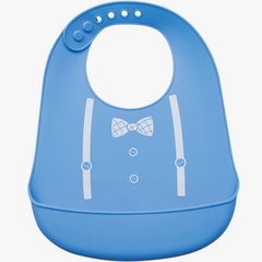 Babador de silicone com pega migalhas azul Buba