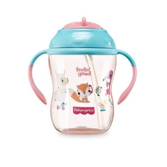 Copo treinamento com canudo Fisher Price First Moments rosa 270ml na internet