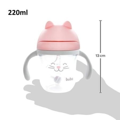 Copo com Alça Removível 220 ml Gatinho Rosa Buba - Baby Bel Kids