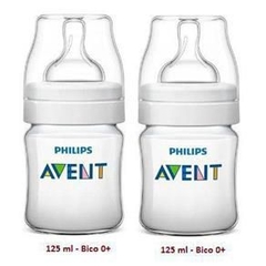 Pack com 2 Mamadeiras Classic Anti-Cólica Transparente 125ml Avent - comprar online