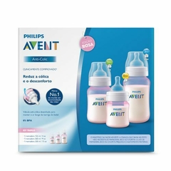 Kit 3 Mamadeiras Anti-Colic 125 260 330 ml Rosa Avent - comprar online