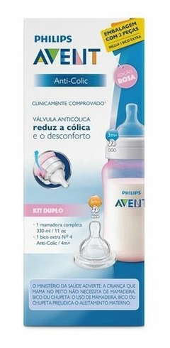 Mamadeira Clássica 330 ml Rosa + Bico N°4 Avent - comprar online