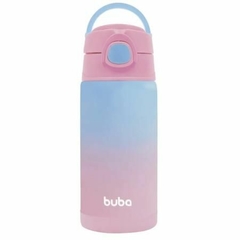 Garrafa Térmica Parede Dupla com Canudo Rosa com Azul Buba - Baby Bel Kids