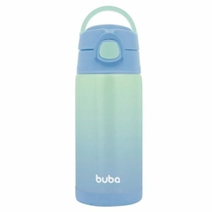 Garrafa Térmica Parede Dupla com Canudo Azul com Verde Buba - Baby Bel Kids