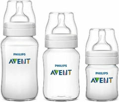 Kit 3 Mamadeiras Anti-Colic 125 260 330 ml Transparente Avent