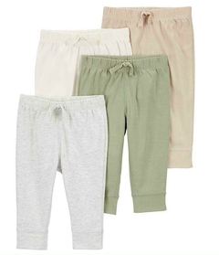 Kit calça bebê 4 peças cós elástico lisa com amarração multicor TAM RN Carter's ORIGINAL