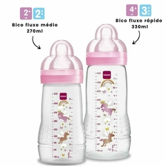 Kit Mamadeira Mam Antivazamento 270ml e 330ml Easy Active Rosa