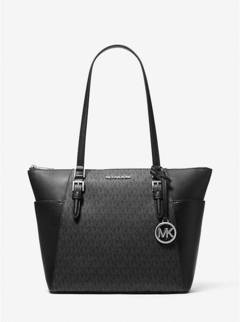 Bolsa Michael Kors Charlotte com zíper na parte superior Black Original na internet