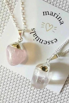 COLLARES "Energía" - Acero Blanco - Piedra Natural pulida