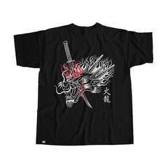 Fire dragon polera con dragon japones fuego y katana