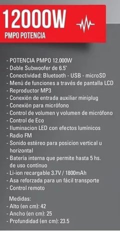 PARLANTE ATOMIC 6.5 BAFLE AMPL 2X6,5CROWN MUSTANG - tienda online
