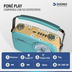 RADIO SUONO RETRO CELESTE AYV0253 - comprar online