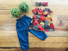 Conjunto infantil feminino calça e bata - Tema Frutas