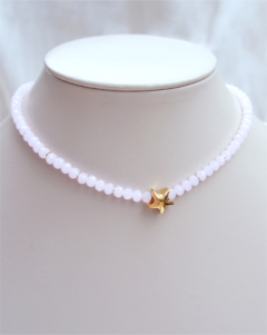 Choker fio cristais rosa (CO152AB)