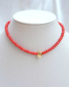 Choker fio cristais coral (CO152AB)