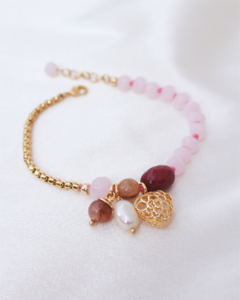 Pulseira mista rosa com berloques (PU142AB) - comprar online