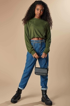 CROPPED BAGGY EM CANELADO MAUÍ LILIMOON - loja online