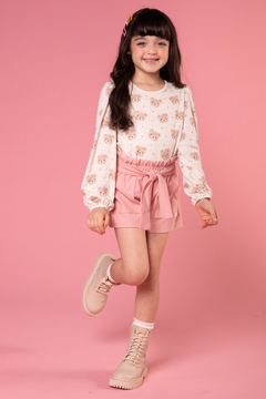 CONJUNTO BATA EM MALHA ELASTIC E SHORTS EM COTTON KUKIÊ