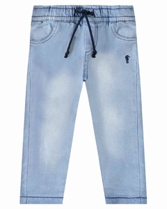 CALCA JEANS COM ELASTANO FORRADA ONDA MARINHA