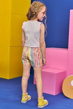 CONJUNTO BLUSINHA E SHORT EM SARJA ARCO IRIS KUKIÊ - comprar online