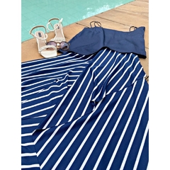 Saia Stripe Navy - Moda Feminina Zanttori