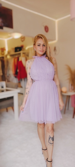 Vestido Em Tule Lilás